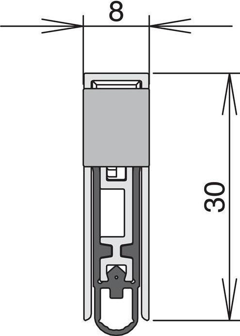 Immagine prodotto Athmer Guarnizione porta Schall-Ex L-8/30 WS 1-s.L.958mm L.8mm Alu.silver silver HLT L/R