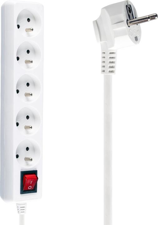 Produktbild Libox Steckdosenleiste, 5 Steckdosen, 3 m, weiss (LB0085-3) (5 x, CEE 7/5, 3 m)