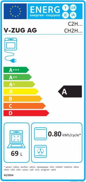 Energie-Label V-Zug Backofen 2103700005