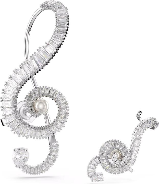Actual product image Swarovski x Ariana Grande Ohrclips Asymmetrisches Design Kristallperle Baguette Schliff Weiss Rhodiniert (Swarovski Metal)