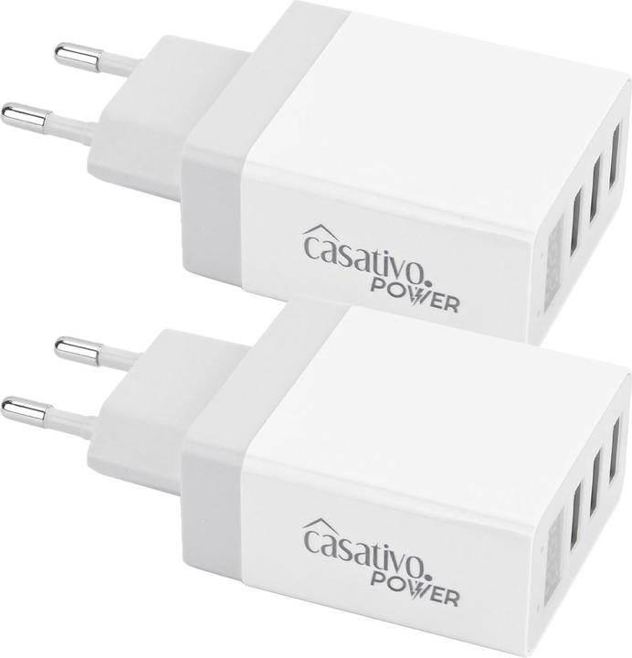 Produktbild Casativo 2er-Set Multi-Port Ladegerät mit 3 USB-Ports & LED-Display, je 5 V / 2,4 A (15.50 W)
