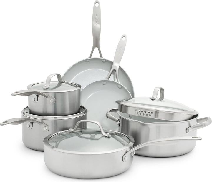 Greenpan Venice Pro Tri-Ply Edelstahl Topf- und Pfannen-Set 10-teilig (26 cm, Pfannenset + Topfset, Edelstahl)