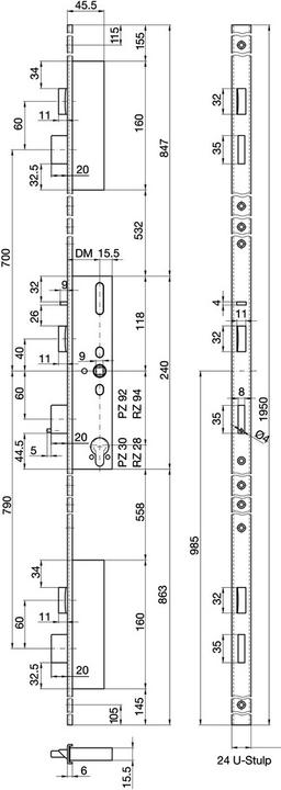 MSL Panik-Mehrpunkt-Verriegelungen FlipLock 24544 PE-SV-TF
