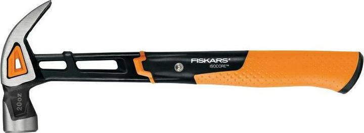 Produktbild Fiskars Universalhammer IsoCore M mit gebogener Klaue, Länge: 34 cm, Gewicht: 884 g, Schwarz/Orange (884 g)
