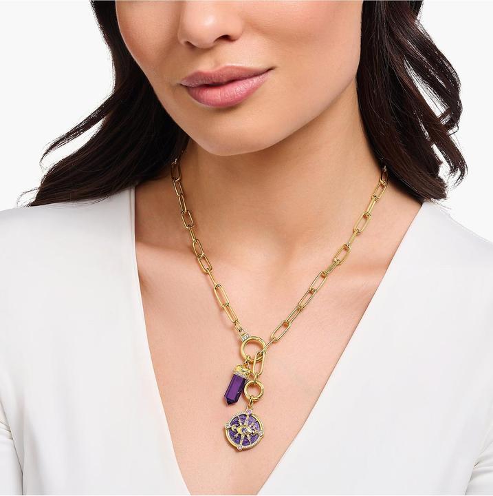 Immagine prodotto Thomas Sabo Ciondolo occhio con dettagli cosmici e pietre colorate argento placcato oro (Argento 925, Smalto)
