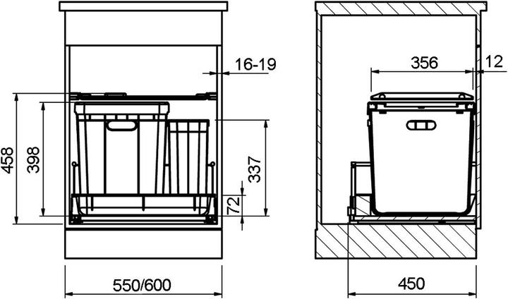 Productafbeelding Franke Veegsysteem -Sorter Serie 350 Varia voor BLUM / GRASS / HETTIC (40 l)