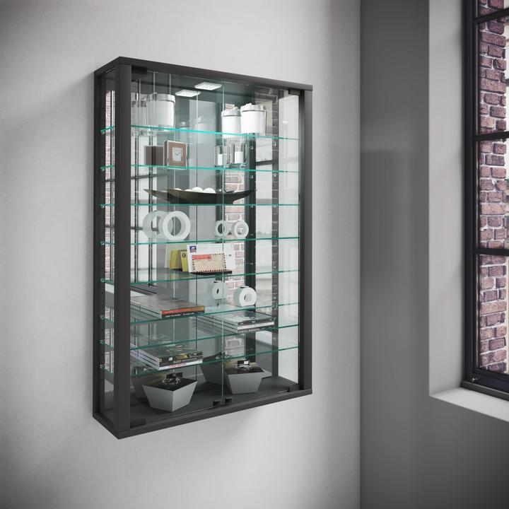 Actual product image VCM Collection Wall Display Case Wood Glass Vitrosa Mini Mirror (59 x 18 x 91 cm)