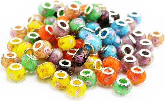 Hermex Glas Bead Perle versilbert 925 - Baby Blau (Glas, Silber 925)
