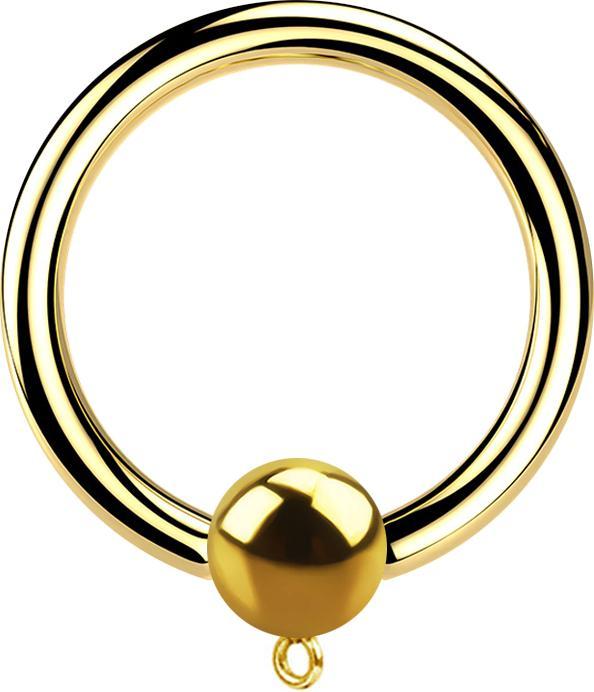 Star Piercing Micro Closure Ring vergoldet mit Kugel Ring für Anhänger (Chirurgenstahl 316L, ohne Messing)