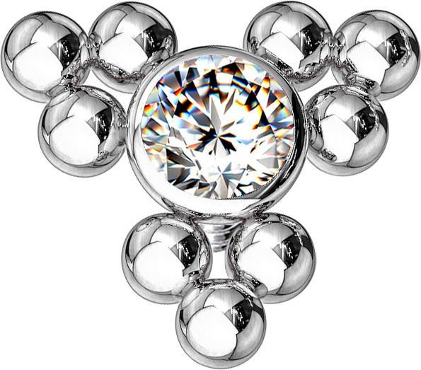 Star Piercing Dermal Anchor silber Kugeln Dreieck (ohne Messing, Chirurgenstahl 316L)