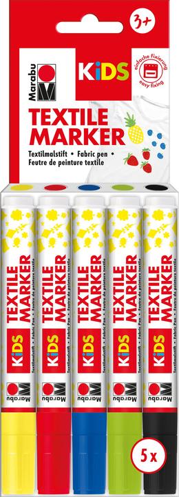 Produktbild Marabu Textilstift KiDS (Rot, Lavendel, Blau, Grün, Gelb, Schwarz, 3 mm, 5 x)