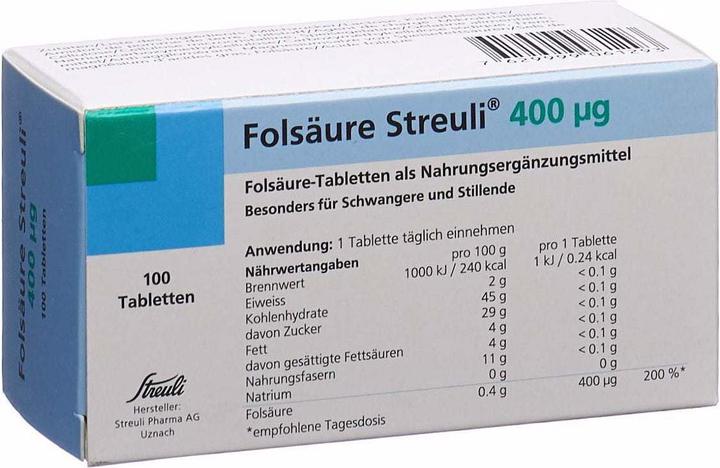 Actual product image Streuli Pharma Folic acid (1 Piece, Pills, 30 g)
