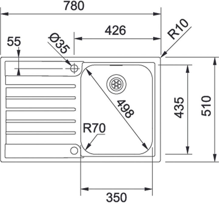 Produktbild Franke Einlegespülen Argos AGX 611 78 (Aufsatzspülbecken, 78 cm, 51 cm)