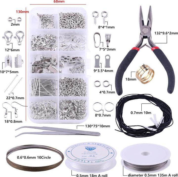 Produktbild I Am Creative Schmuck Herstellungs / Reparatur Kit inkl. Verschlüsse (600 Stück) für Ohrringe + Ketten