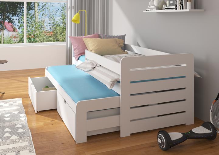 Actual product image ADRK Furniture Double Bed with Railing and Mattresses TOMI 200x90 (200cm x 90cm)