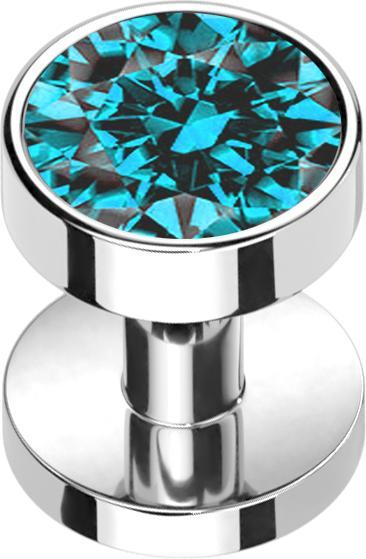 Star Piercing Skin Diver silber mit Kristall aqua (Titan G23, ohne Messing)