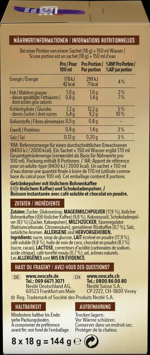 Image du produit Nescafé Mixes Cappuccino Chocolate Mocha (144 g)