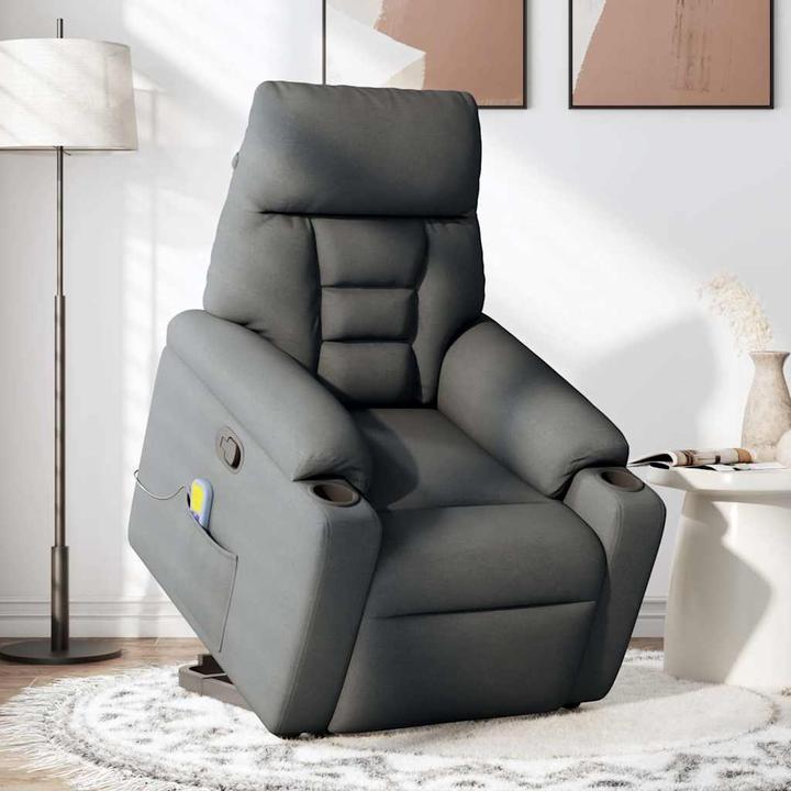 Actual product image VidaXL Massage chair with stand-up aid dark grey fabric