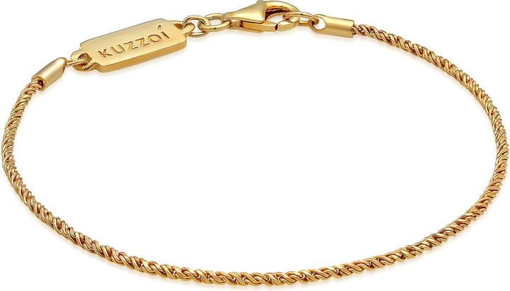 Kuzzoi Armband Herren Basic Kordelkette Gedreht 925 Silber (23 cm, 925er Sterling Silber)