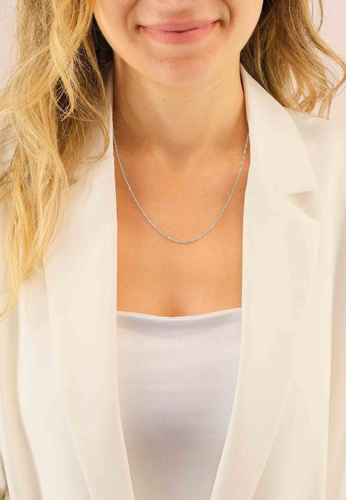 Immagine prodotto Muau Collana Singapore in oro bianco 375, 1,5 mm, 42 cm (Oro bianco 375/9 carati, 42 cm)