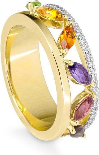 Breuning RING - E.RAUCHQUARZ/Brill. 0,169 Ct. H/si (57, 585/14 K Gold)