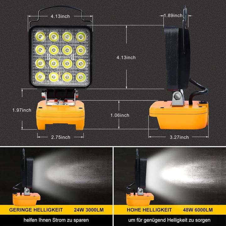Actual product image ‎Edtran LED Arbeitsleuchte für Dewalt (6000 lm)