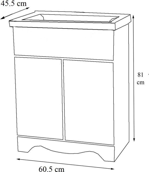 Produktbild VCM 2-tlg. Waschplatz Waschtisch Breite 60 cm Badmöbel Set Waschbecken Landhaus Calaso L