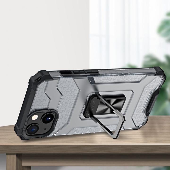 Image du produit Hurtel Crystal Ring Case Kickstand Tough Rugged Cover for iPhone 13 black (Apple iPhone 13)