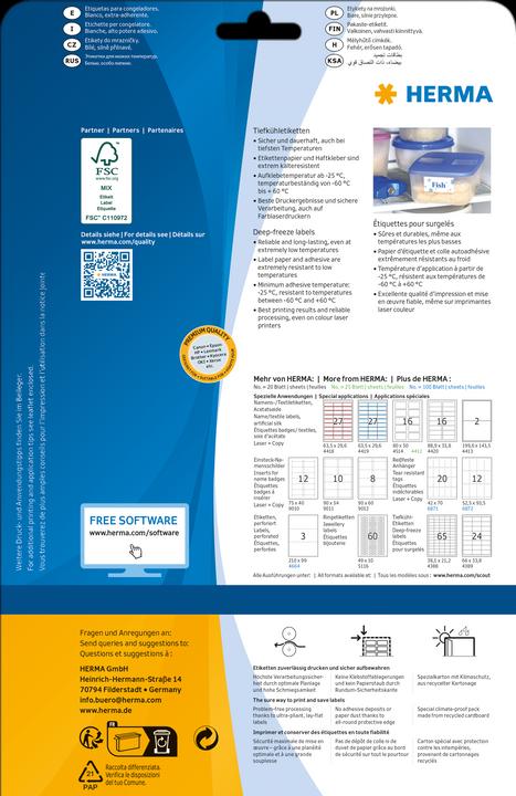 Actual product image HERMA Freezer labels A4