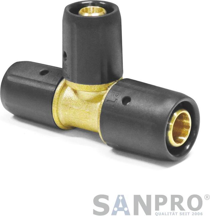 Produktbild Sanpro STECKFIT Steckfitting T-Stück Abgänge reduziert 20x2 - 16x2 - 16x2 DVGW (T-Verbindung)