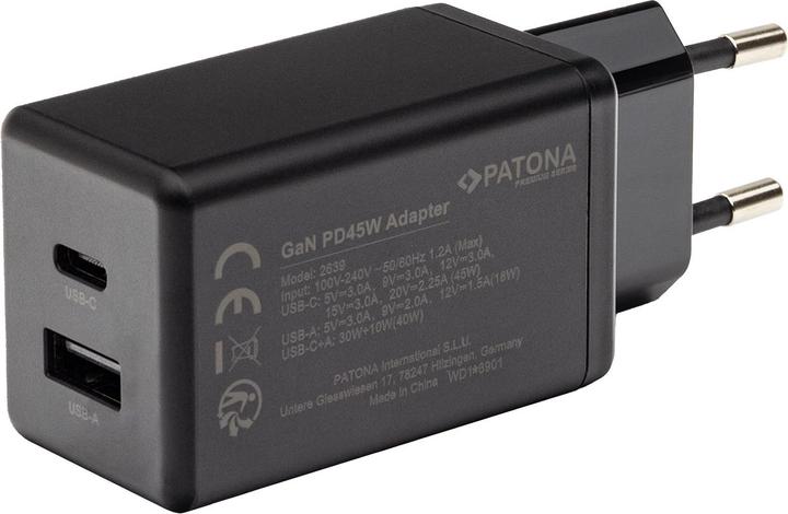 Produktbild Patona GAN PD 45W USB-C + A Black (45 W)