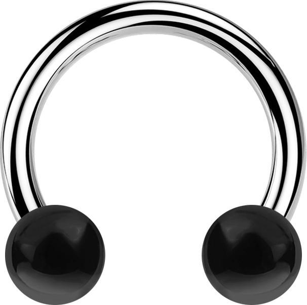 Produktbild Star Piercing Micro Circular Barbell Innengewinde silber mit zwei Kugeln Achat Stein (ohne Messing, Chirurgenstahl 316L, Mineralisch)