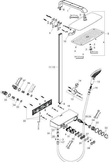 Produktbild hansgrohe Raindance Select E 360 1jet ShowerTablet Showerpipe ohne EcoSmart, chrom : Farbe - Chrom