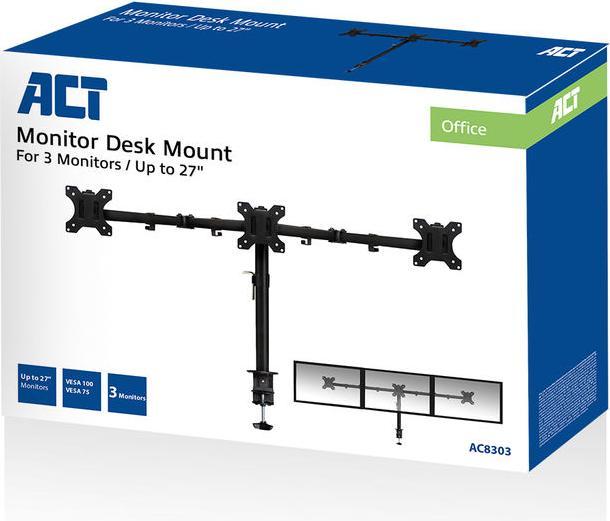 Image du produit Support de bureau pour écran, 3 écrans jusqu'à 27", VESA (Tables, 27")
