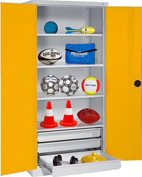 Immagine prodotto C+P Armadietto per attrezzature sportive con cassetti (HxLxP: 195x120x50 cm, con ante a battente in