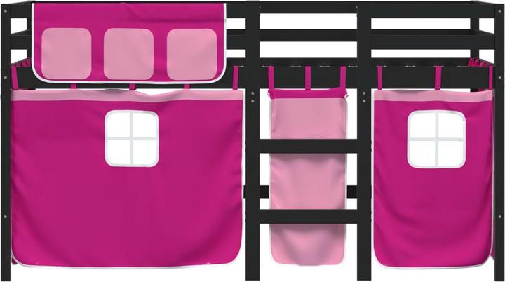 Image du produit VidaXL Lit superposé pour enfant avec rideaux Rose (80 x 200 cm)