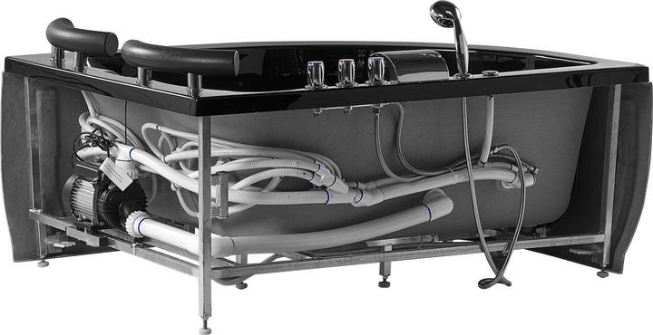 Produktbild Beliani Whirlpool Badewanne schwarz Eckmodell mit LED links 160 x 113 cm PARADISO (427 l, 155 cm, 110 cm)