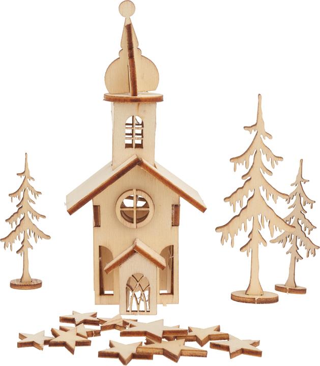 Actual product image Rayher Wooden construction kit "Church", 37 pieces, plywood