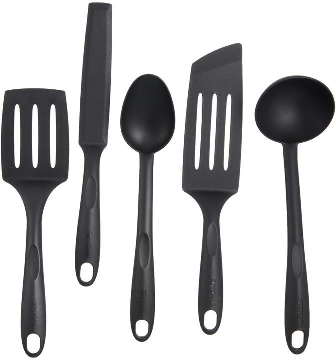 Tefal Set d'outils de cuisine, matériau nylon de haute qualité, noir