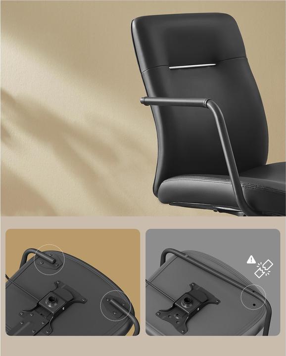 Image du produit Songmics Chaise de bureau avec dossier rembourré et accoudoirs, noir