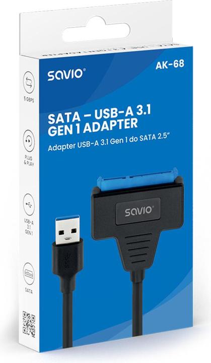 Produktbild Savio AK-68 Adapter USB-A 3.1 Gen 1 (M) - SATA (F) für 2 5 Laufwerke (0.25 m, USB 3.1)