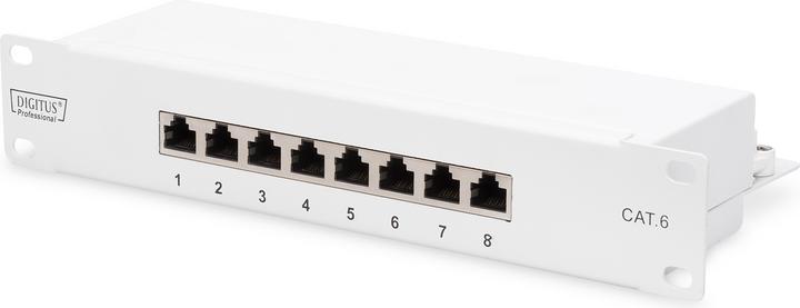 Immagine prodotto Digitus CAT 6 Patch Panel schermato a 8 porte RJ45 8P8C LSA 1U 25,4cm 10inch Rack Mount Colore Grigio RAL