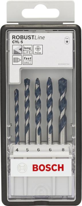 Actual product image Bosch Professional Zubehör 5-piece CYL-5 concrete drill bit set, Robust Line, 4-8 mm (Ø 8.0 mm, 4.00 mm, 5.0 mm, 6.0 mm)