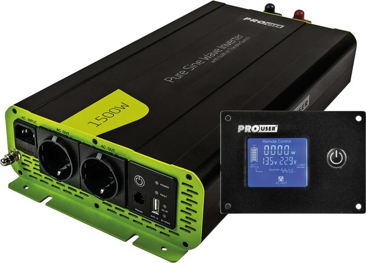 Produktbild ProUser Wechselrichter PSI1500TX 1500W 12V - 230 V/AC inkl. Fernbedienung, USV-Funktion, Netzvorran
