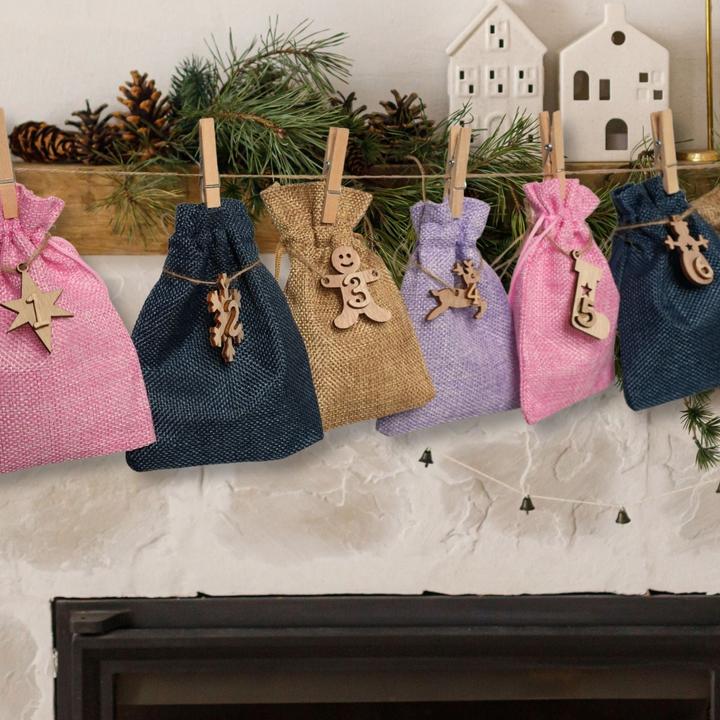 Immagine prodotto Hermex Do-It-Yourself-Adventskalender Überraschungskalender befüllbar Jutebeutel