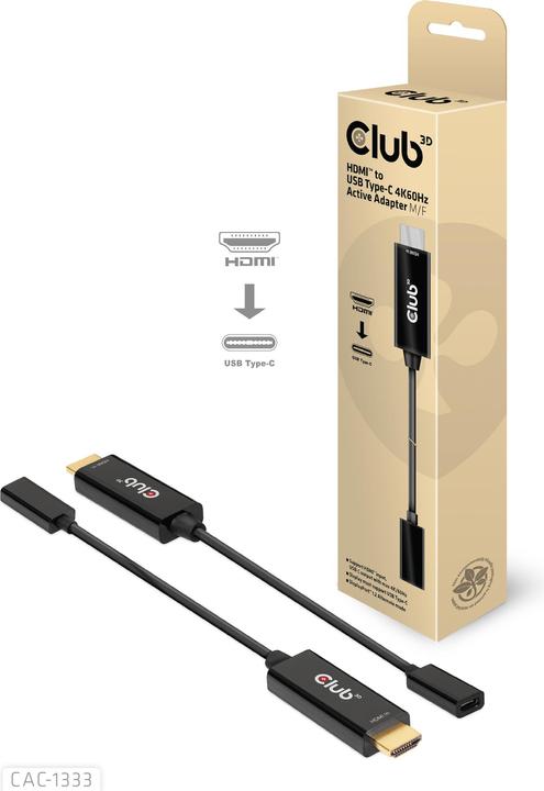 Actual product image Club 3D HDMI (Typ A) — USB C (HDMI, USB-C, 2.20 cm)
