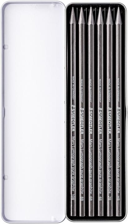 Produktbild Staedtler Mars Lumograph pure graphite 100G Vollgraphitstifte (6.80 mm, 2B, 4B, 6B, 8B, 6 x)