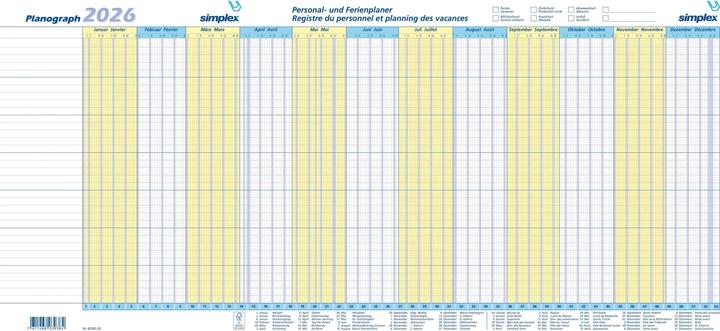 Simplex Planograph 3 Stück 2026 S40365.26 1J/1S DE/FR 64x29.6cm (Spezial, Deutsch)