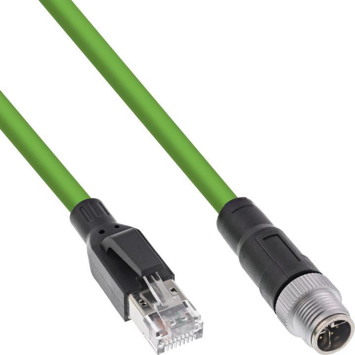Produktbild InLine Industrie Netzwerkkabel, M12 8-pin X-kodiert Stecker zu RJ45 Stecker, Cat.6A PUR, 20m (SF/UTP, CAT6a, 20 m)