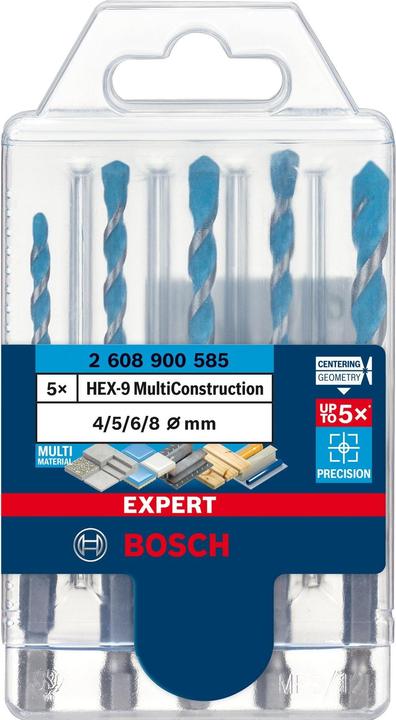 Actual product image Bosch Professional Zubehör EXPERT HEX-9 MultiConstruction drill bit set, 4/5/6/8 mm, 5 pcs. (4, 5, 6, 8 mm)